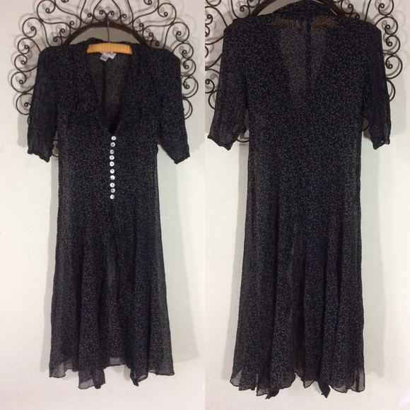 Vintage Sheer Button Up Dress Cover 90’s Swirls - Picture 3 of 8